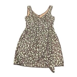 Nanette Lepore Womens Dress Size 8 In The Wild Animal Print Silk Linen surplice